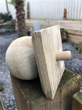 Paal kap hout bescherming met houten bol-afdek kap - 2