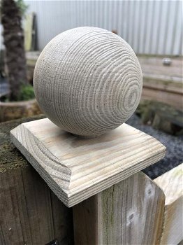 Paal kap hout bescherming met houten bol-afdek kap - 4