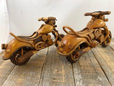 Set handgemaakte houten motoren-lowriders-motor-kado