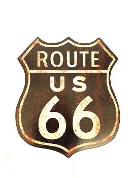 Metalen bord Tin Sign Route US 66 - 0