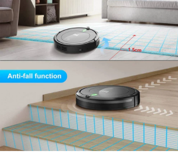 INSE E3 Robot Vacuum Cleaner 1000Pa Suction 3 Cleaning Modes 400ml Dust Box for Carpet, - 1