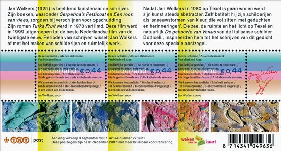 Jan Wolkers: Postzegelmapje 359 – gedicht en kunstwerken Jan Wolkers - nr. 1