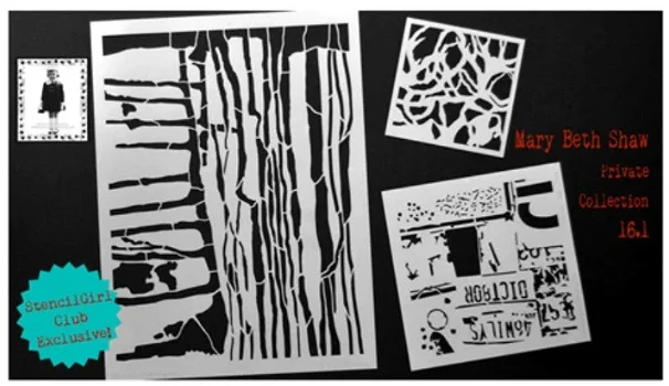 NIEUW EXCLUSIEVE 3 delige stencil set Drips + Text van StencilGirl Products - 0