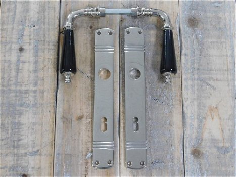 Retro Style deurbeslag set nikkel - zwart-deurklink-beslag - 0