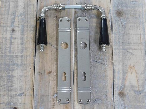 Retro Style deurbeslag set nikkel - zwart-deurklink-beslag - 4