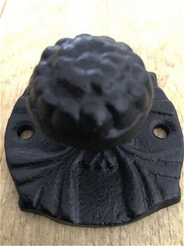 1 deurknop - pommel Gietijzer-zwart-beslag-knop - 2
