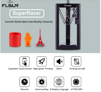 FLSUN SR 3D Printer, Pre-assembled, Dual Drive Extruder Auto - 1