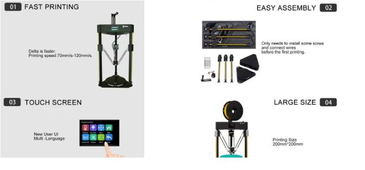 FLSUN Q5 Delta 3D Printer, 32Bit Mainboard, Titan Extruder, - 2