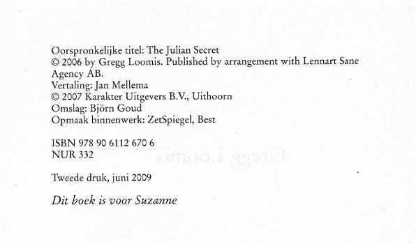 Julianus-inscriptie,G.Loomis,2e dr.,2009,zgan,335 blz.,thril - 3