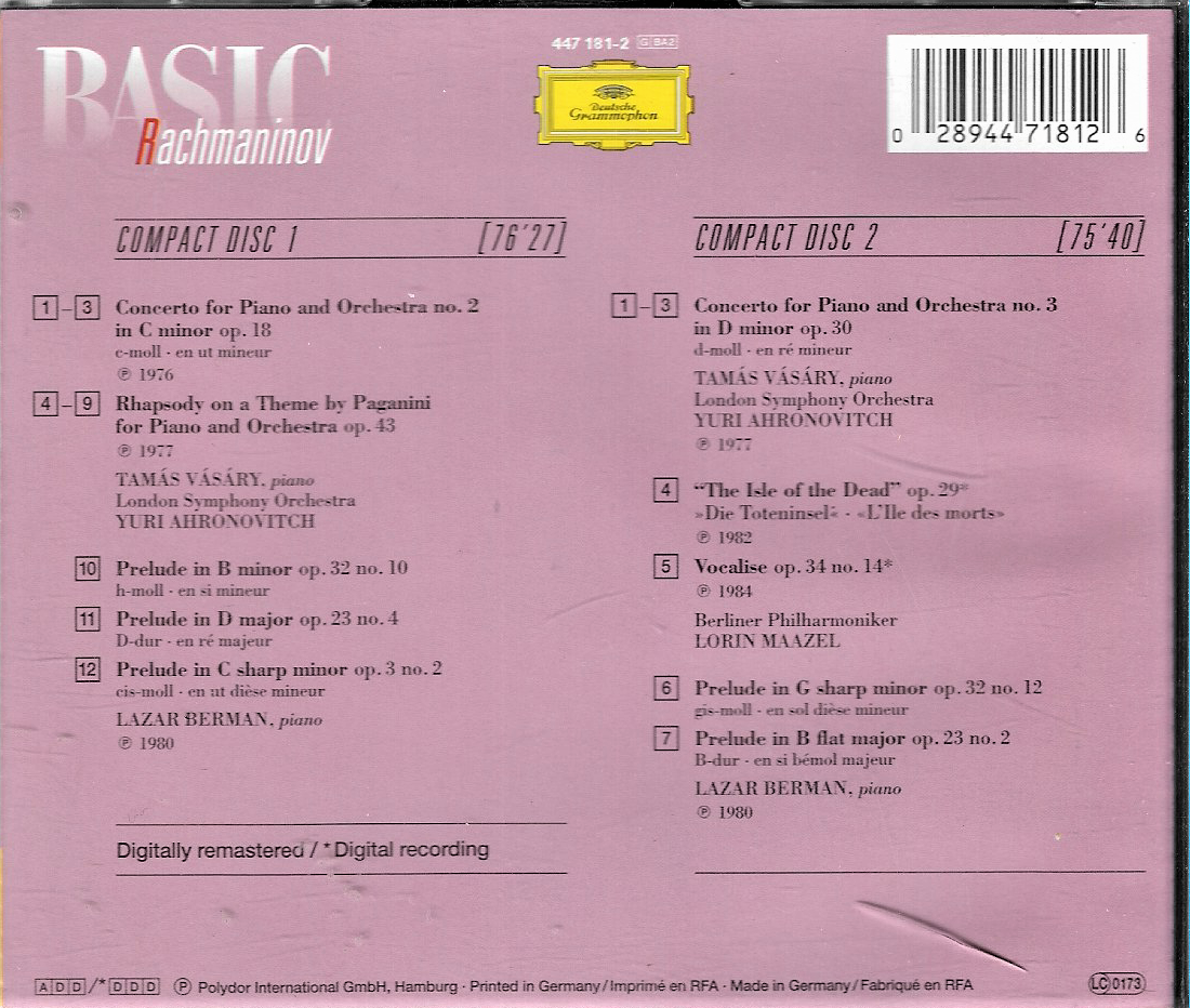 2-CD - Rachmaninov - - 1