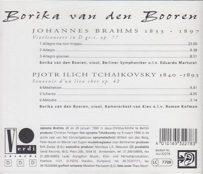 CD - BRAHMS & Tchaikovsky - Borika van den Booren - 1