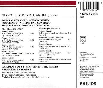 2-CD - HÄNDEL Violin Sonatas - Academy Chamber Ensemble - 1