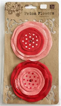 NIEUW 2 GROTE Fabric Flowers Lollipop Red Cherry van Prima Marketing - 0