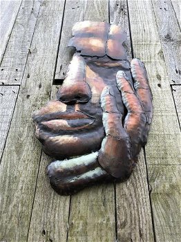 Een fraai wandornament gemaakt van metaal,gezicht-beeld - 4