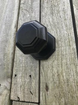 Een grote deurknop, zeer solide, mat zwart-deurknop- - 1