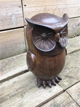 Een kleine uil gemaakt van hars, hout uiterlijk, leuk-kado - 1