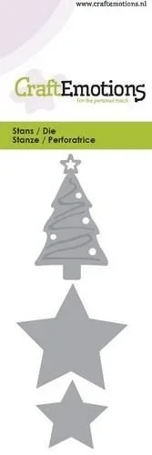 NIEUW 3 Cutting Dies Christmas Tree and Stars Kerst van Craft Emotions