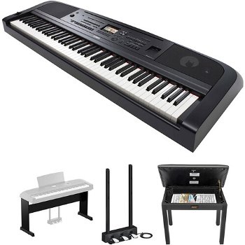 Yamaha DGX-670 Portable Digital Grand Piano Bundle with Stand, Pedals, and Bench (Black) - 0