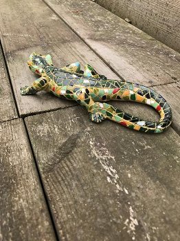 Een prachtige salamander in mozaiek stijl, vrolijk beeldje - 2
