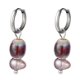 Oorringen hoops zilver met parel hanger bordeaux & pink - 0 - Thumbnail