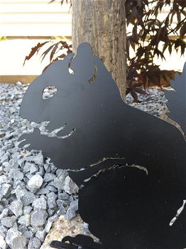 Prachtig silhouette van een eekhoorn, mat zwart metaal - 4