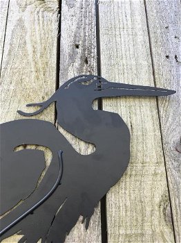 Prachtig silhouette van een reiger-mat zwart metaal-reiger - 2