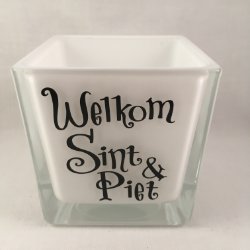Sinterklaas feest decoratie; glazen waxinehouder optie 1