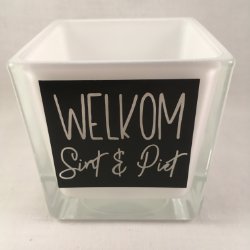 Sinterklaas feest decoratie; glazen waxinehouder optie 2