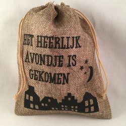 Sinterklaas decoratie; een jute cadeau zakje optie 1