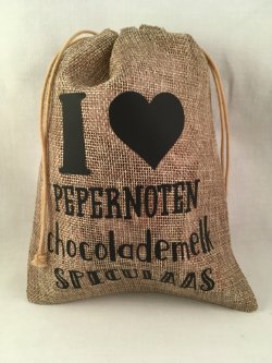 Sinterklaas decoratie; een jute cadeau zakje optie 2