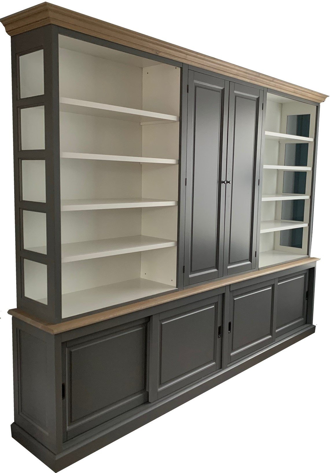 Buffetkast grijs Gorssel XXL 300 x 240cm met eiken lijsten - nr. 1