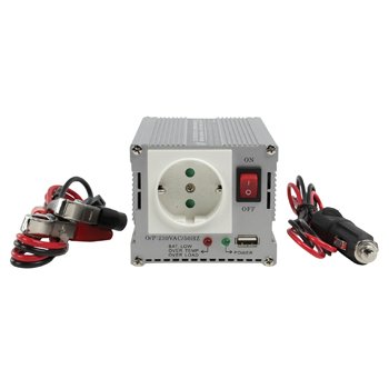 Omvormer 12 - 230 V 300 W schuko en USB, hq-inv300wu-12mr - 2