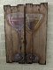 Set van 2 houten wandborden met 1 glas witte wijn en 1 - 5 - Thumbnail