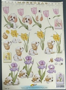 MOREHEAD 11052-102 --- Puppies bij de bloemen
