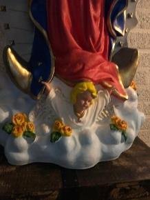 Prachtig fors Maria beeld met engelen polystone vol in kleur - 5
