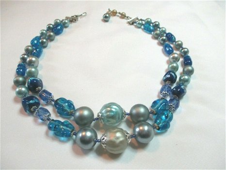 Vintage collier in glas en kunststof - 2