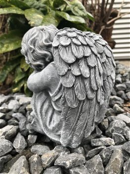 Knielende engel, engel figuur, fraai stenen beeld , kado - 6