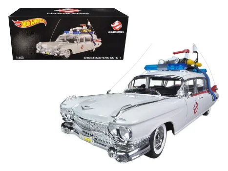 Hot Wheels 1959 Cadillac Ambulance Ecto-1 Ghostbusters Diecast Car Model - 0