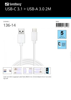 USB-C 3.1 > USB-A 3.0 2M Laad USB-C-apparaat vanaf USB-A
