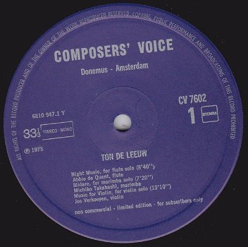 LP - Ton de Leeuw ‎– Night Music / Midare / Music For Violin / Gending - 4