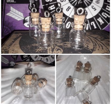 Wicca Ritueel 5 x Kleine Glazen )o( Spell Bottles )o( Met Kurk Nieuwe - 0