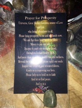 Wicca Prayer For Prosperity/Gebed Voor Welvaart Set (Gedicht kaart & Trommelstenen ) Nieuw - 1