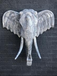 Fors wandornament van een olifant, beton look, heel groot - 5