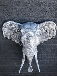 Fors wandornament van een olifant, beton look, heel groot - 7