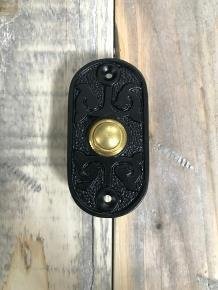 Bel in zwart ,moderne deurbel met antieke fittingen - 1