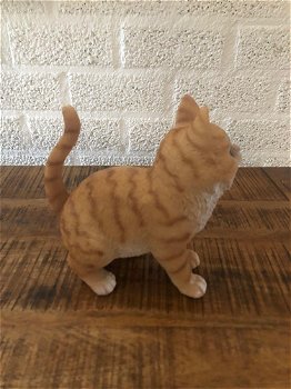 Poesje oranje , polystone , kat poes ,beeld - 1