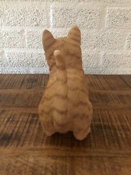 Poesje oranje , polystone , kat poes ,beeld - 2