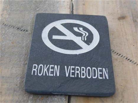 Bordje Roken verboden - van leisteen - 2