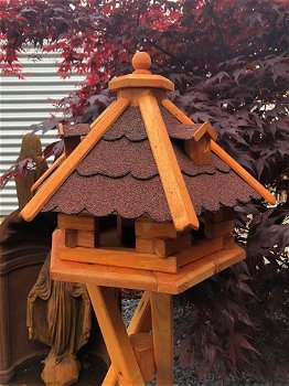 Fraai houten vogelhuis met voedersilo , vogel , tuin deco - 1