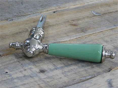 Deurklink Bright Nickel - pastelgroene keramisch handvat - 2